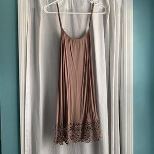 Nude Slip Dress with Lace Detail